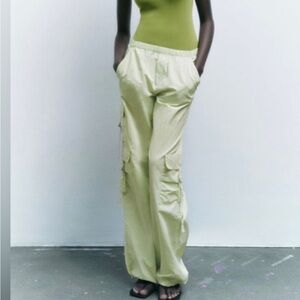 Zara Light Green Wide Leg Pants